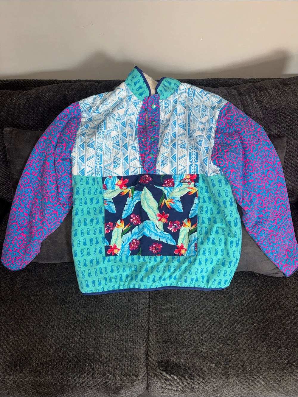 chubbies Multicolor Patterned Pullover Jacket - Teal, Purple, Navy